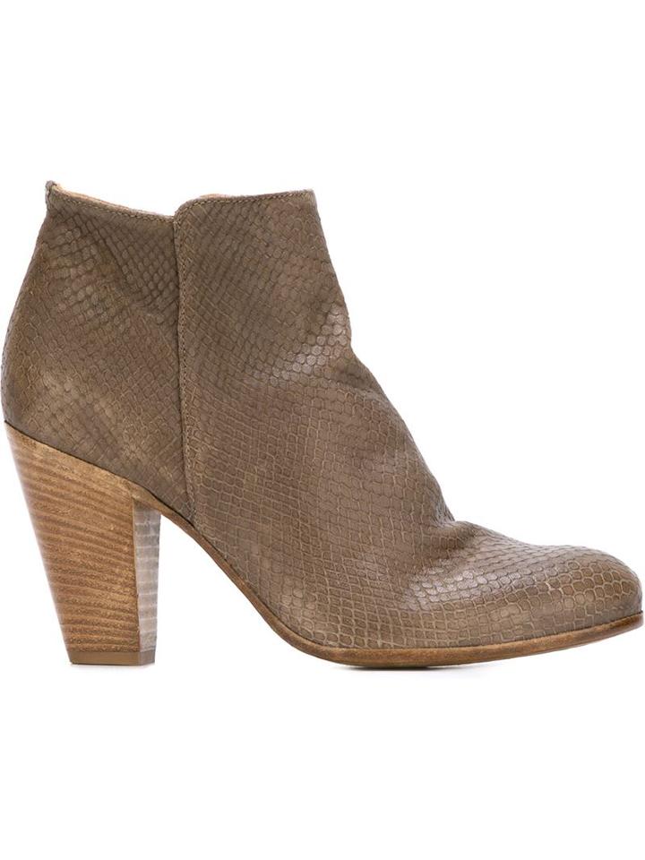 Officine Creative Snake Skin Effect Ankle Boots
