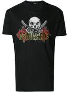Dsquared2 Skull And Rose Logo Print T-shirt - Black