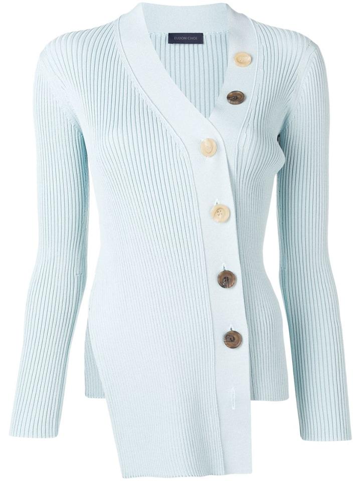 Eudon Choi Asymmetric Ribbed Cardigan - Blue