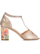 Jean-michel Cazabat T-bar Strap Block Heel Sandals, Women's, Size: 37, Nude/neutrals, Suede/leather