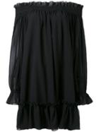 Alexander Mcqueen - Off-the-shoulder Smock Dress - Women - Silk/cotton - 36, Black, Silk/cotton
