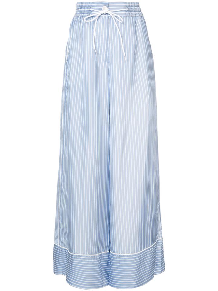 Sacai Pinstripe Wide Leg Trousers - Blue