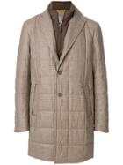 Canali Quilted Check Hybrid Coat - Brown