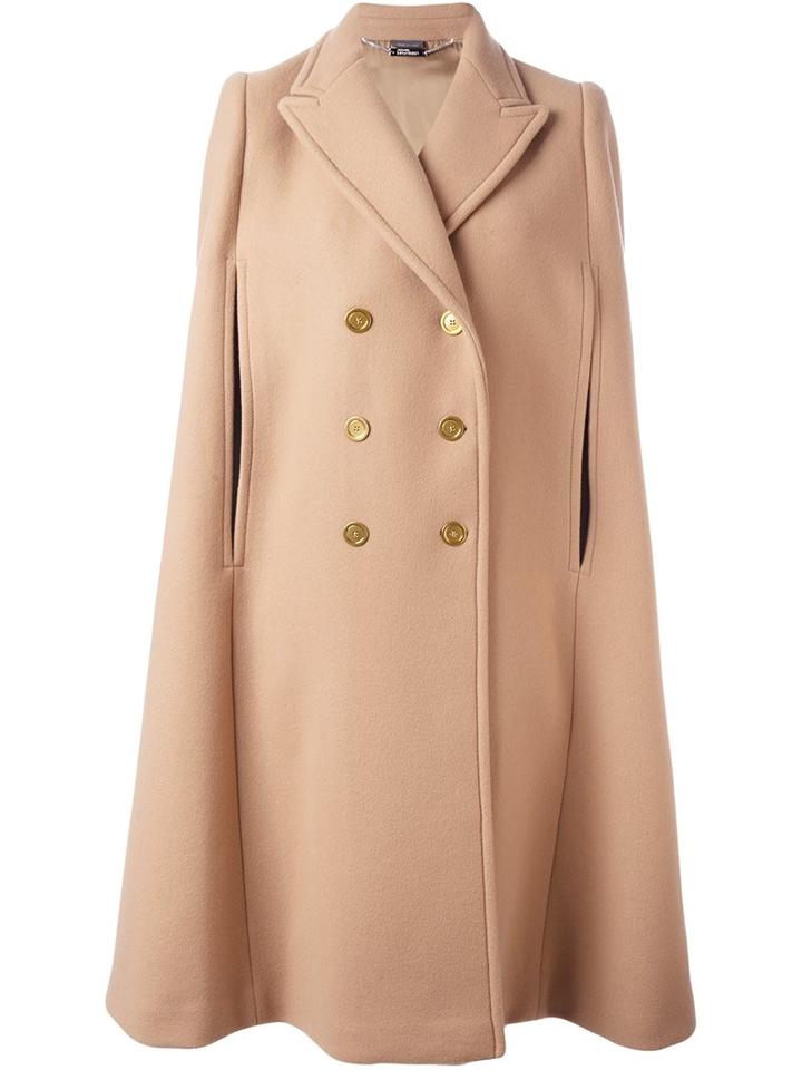 Alexander Mcqueen Double Breasted Cape, Women's, Size: 38, Brown, Cupro/virgin Wool