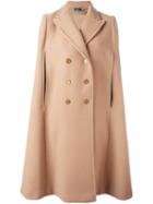 Alexander Mcqueen Double Breasted Cape, Women's, Size: 38, Brown, Cupro/virgin Wool