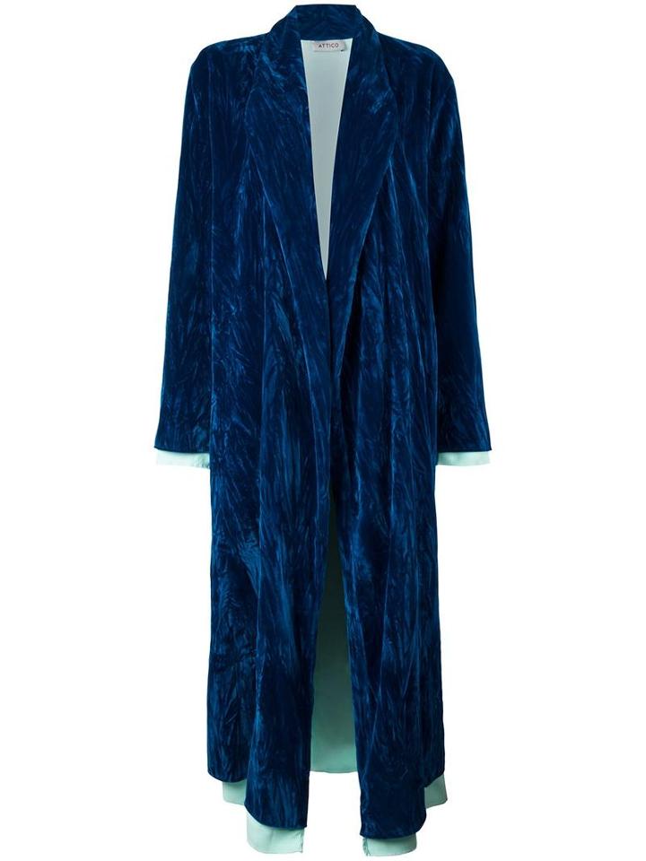 Attico 'talitha' Coat, Women's, Size: 2, Blue, Cotton/acetate/viscose