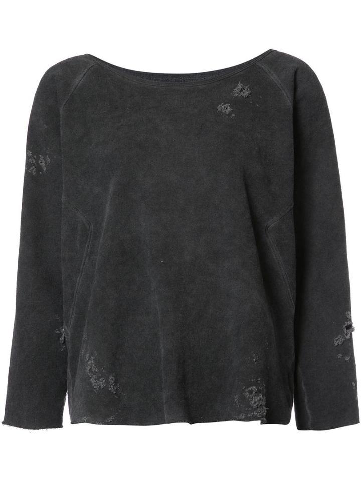 The Squad Dolman Sleeve Distressed Sweatshirt, Women's, Size: Medium, Black, Cotton