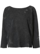 The Squad Dolman Sleeve Distressed Sweatshirt, Women's, Size: Medium, Black, Cotton