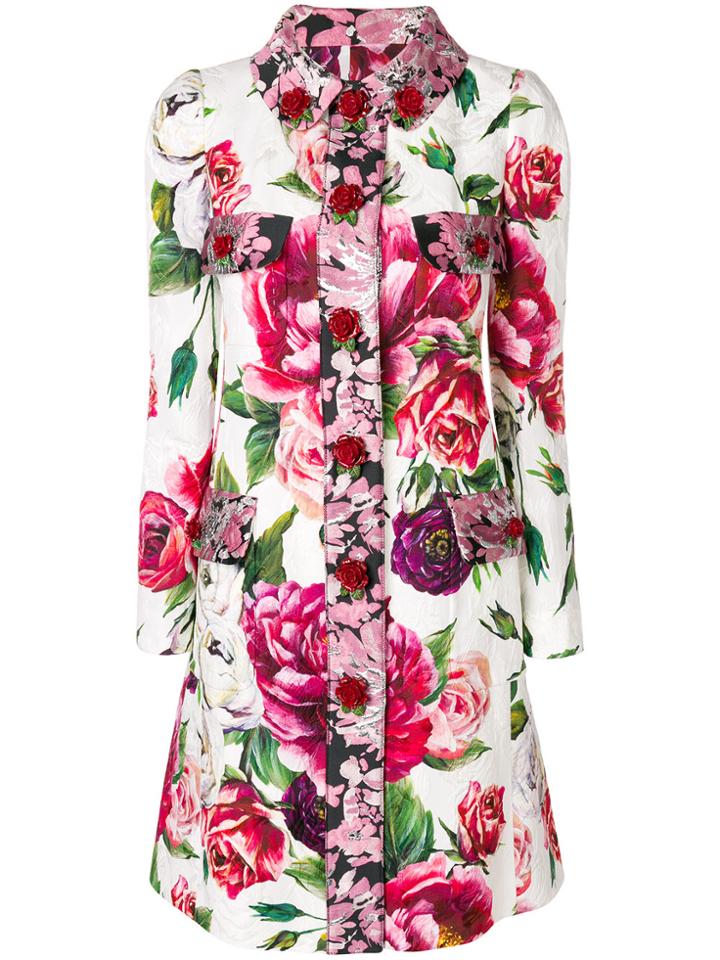 Dolce & Gabbana Floral Jacquard Coat - Multicolour