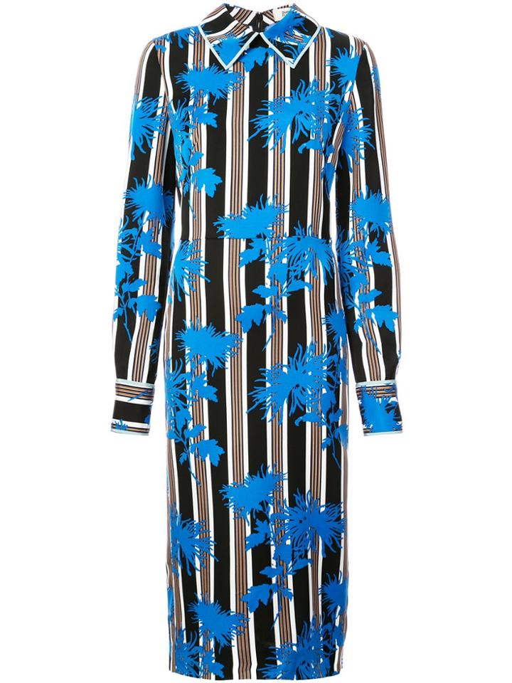 Dvf Diane Von Furstenberg Striped Floral Dress - Black