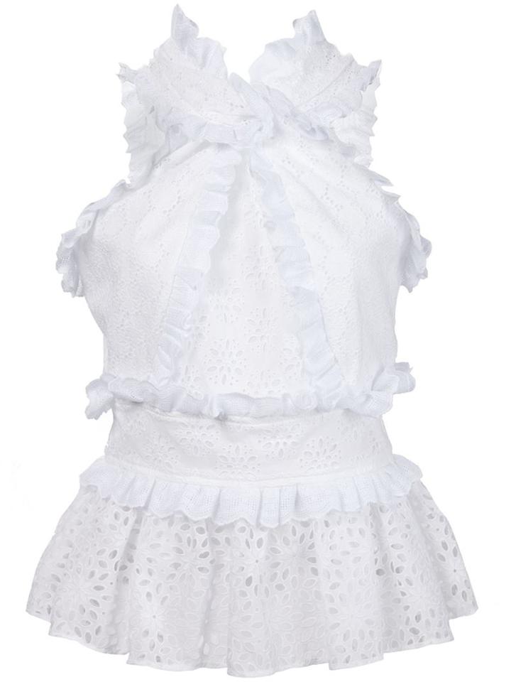 Oscar De La Renta Broderie Anglaise Frill Top