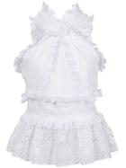 Oscar De La Renta Broderie Anglaise Frill Top