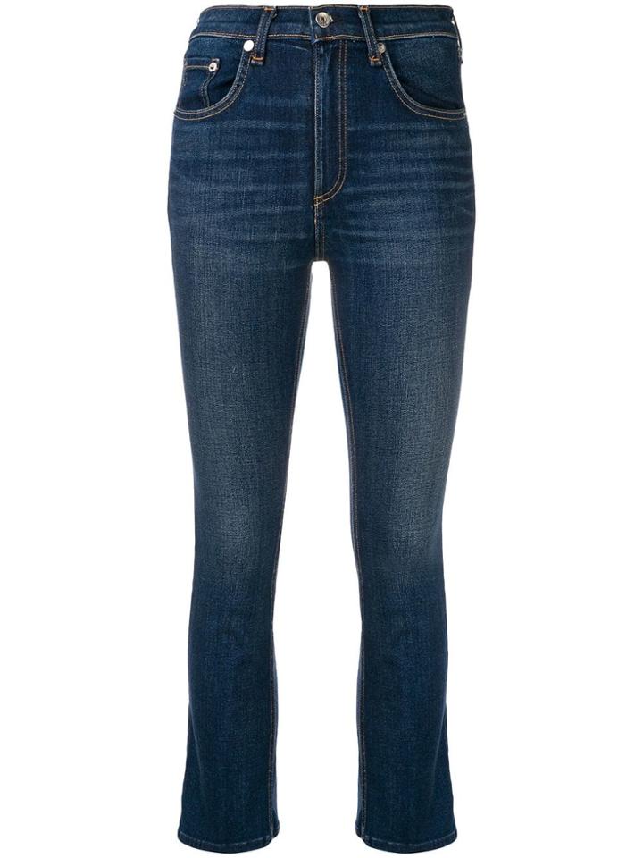 Rag & Bone High Waisted Cropped Jeans - Blue