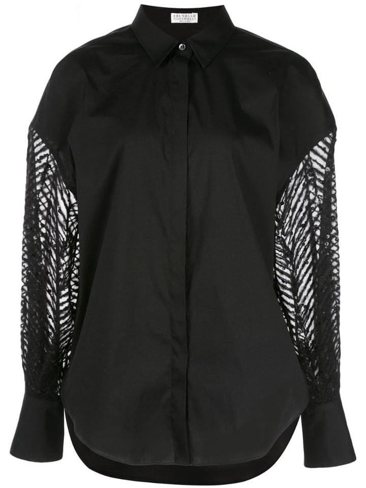 Brunello Cucinelli Tulle Panelled Blouse - Black