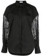 Brunello Cucinelli Tulle Panelled Blouse - Black