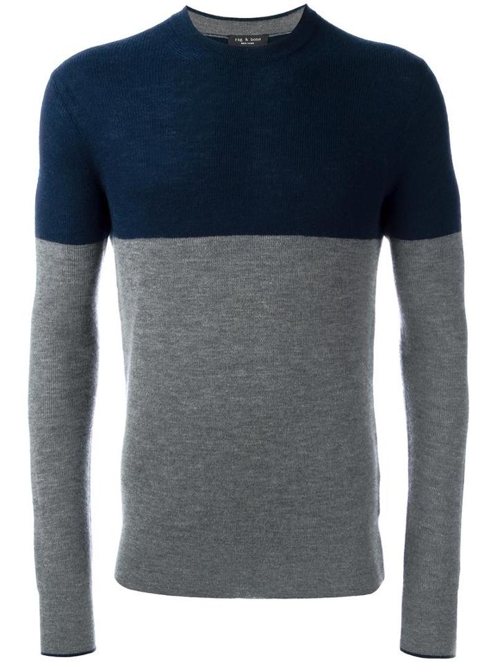 Colour Block Jumper, Men's, Size: Xxl, Blue, Cashmere, Rag & Bone