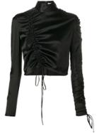 Priscavera Ruched Cropped Blouse - Black
