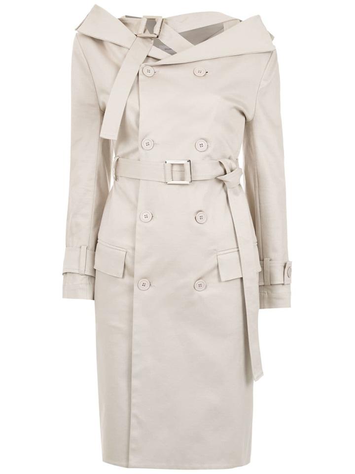 Gloria Coelho Off The Shoulder Trench Coat - Nude & Neutrals