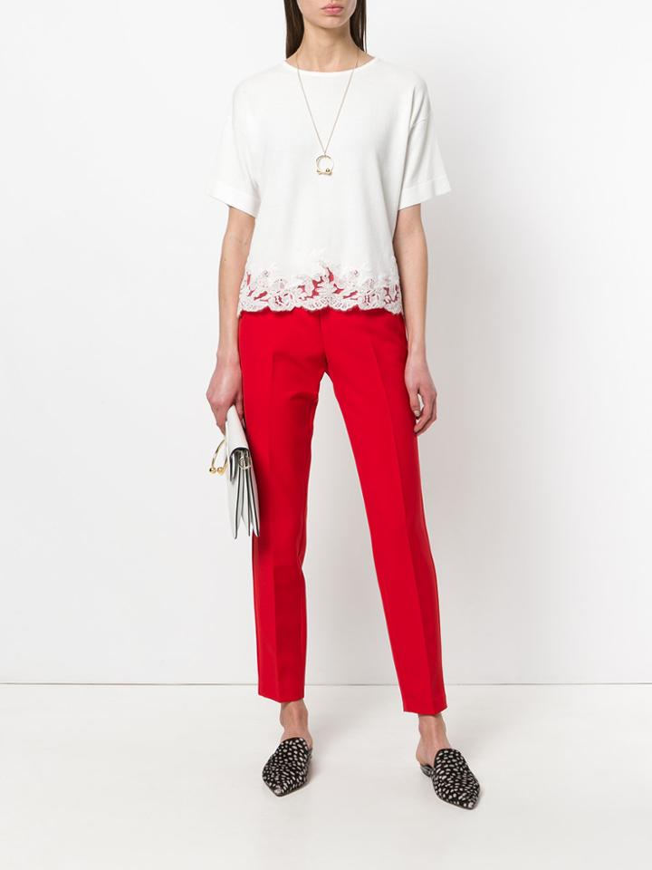 Ermanno Ermanno Lace Hem T-shirt - White