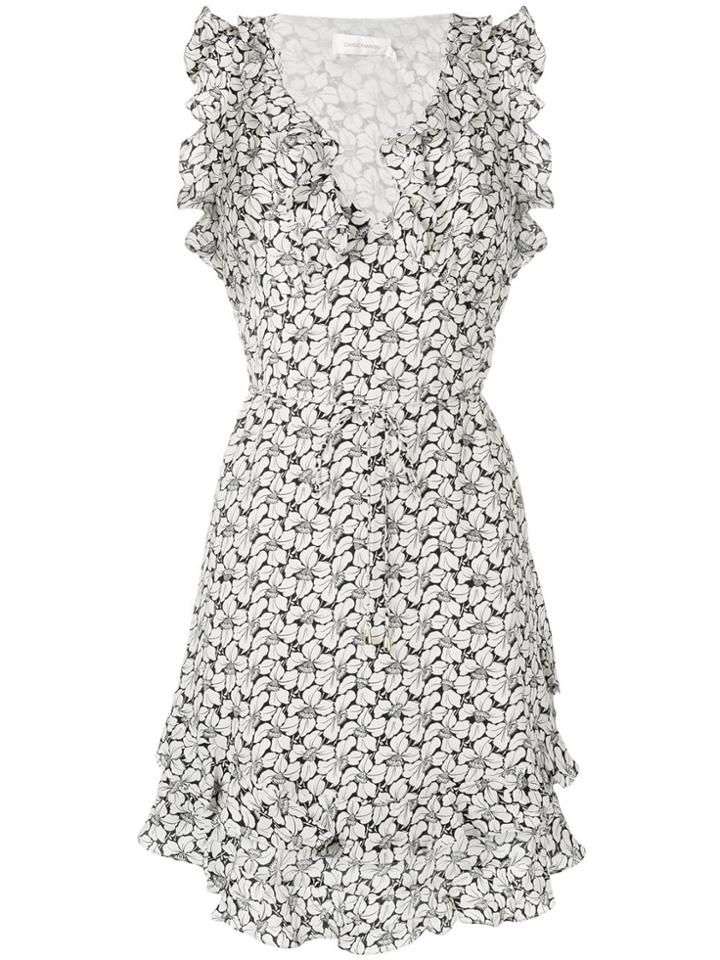 Zimmermann Floral Ruffle Mini Dress - White