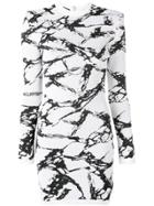 Balmain Long-sleeved Marble Dress - White