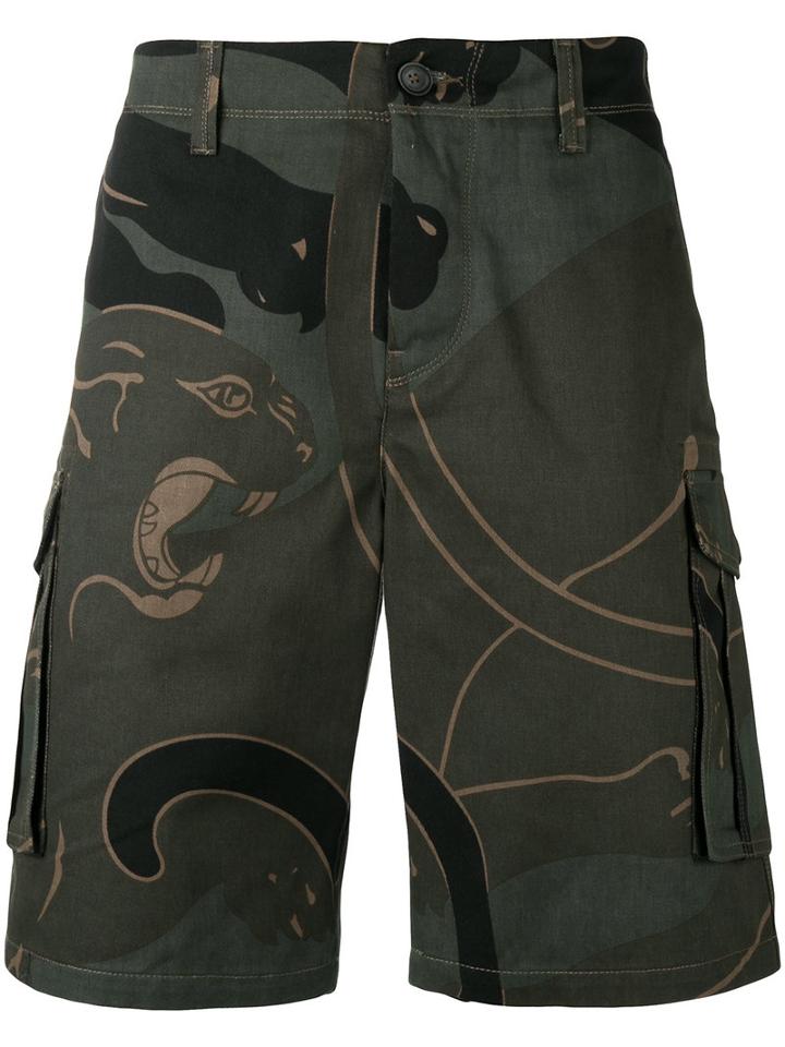 Valentino Id Camouflage Shorts, Men's, Size: 46, Green, Cotton