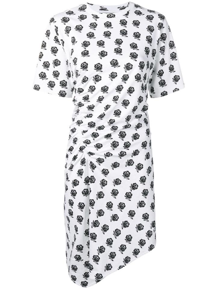 Kenzo Floral Print Asymmetric Dress - White