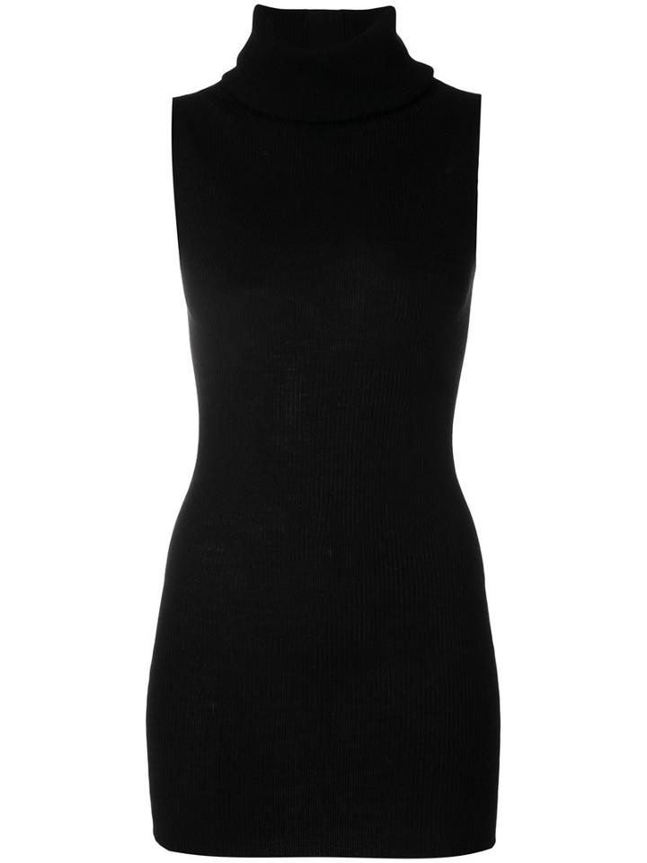 Rick Owens - Sleeveless Ribbed Turtle Neck - Women - Virgin Wool - 42, Black, Virgin Wool