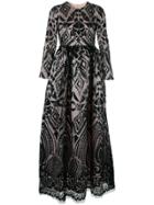 Huishan Zhang Sequin Embroidered Gown - Black