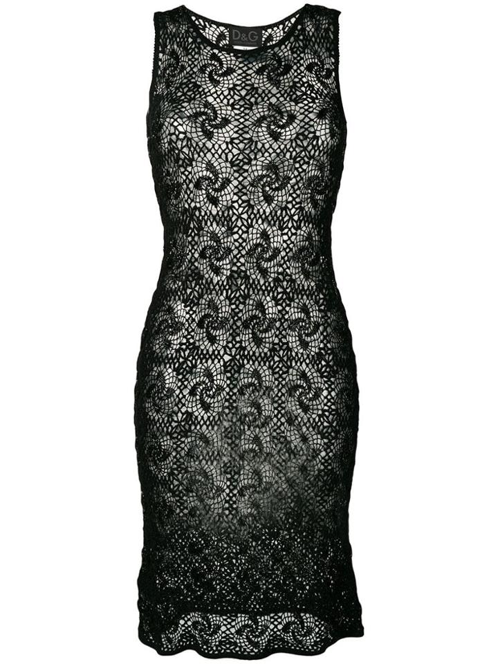 Dolce & Gabbana Vintage Sleeveless Crochet Dress - Black