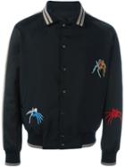 Lanvin Spider Embroidery Baseball Jacket, Men's, Size: 48, Black, Cotton/polyamide/polyester/virgin Wool