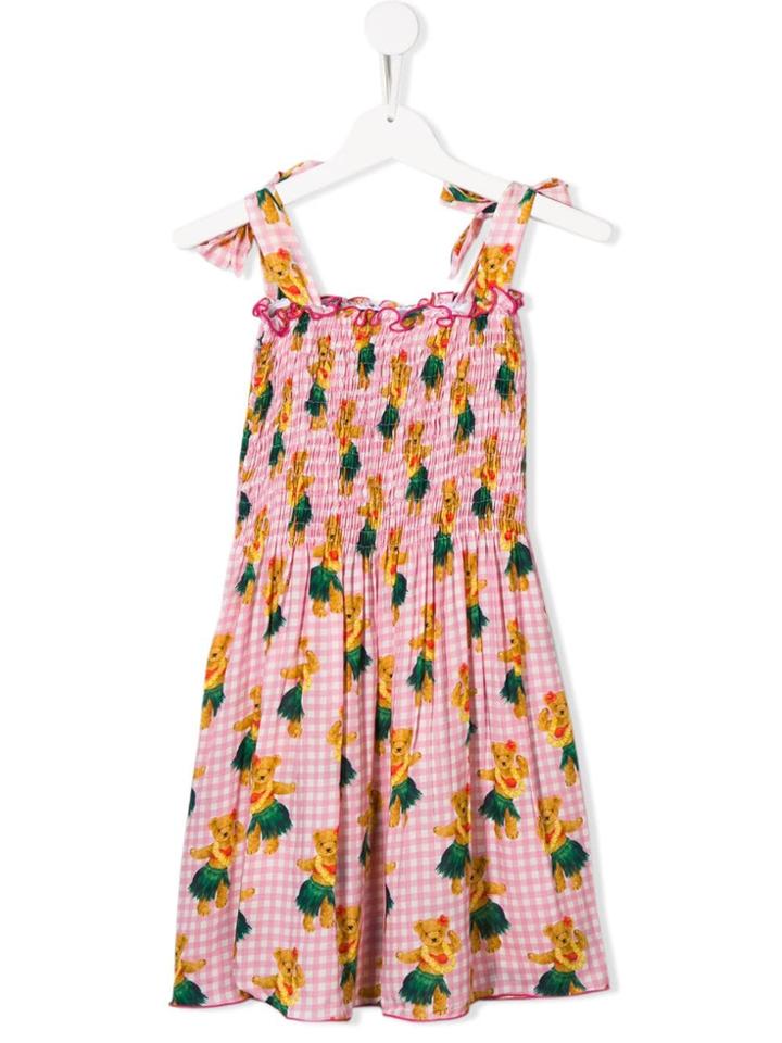 Mc2 Saint Barth Kids Teen Bear Print Flared Dress - Pink