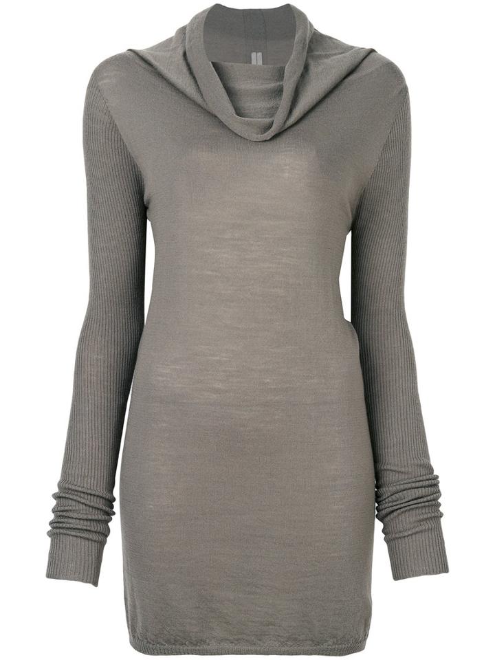 Rick Owens - Cowl Neck Top - Women - Virgin Wool - S, Grey, Virgin Wool
