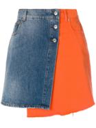 Msgm Asymmetric Denim Skirt - Yellow & Orange