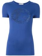 Versace Collection Studded 'medusa' T-shirt, Women's, Size: 44, Blue, Viscose/spandex/elastane