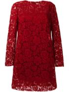 Valentino Floral Lace Dress, Women's, Size: 40, Red, Cotton/viscose/polyamide/spandex/elastane