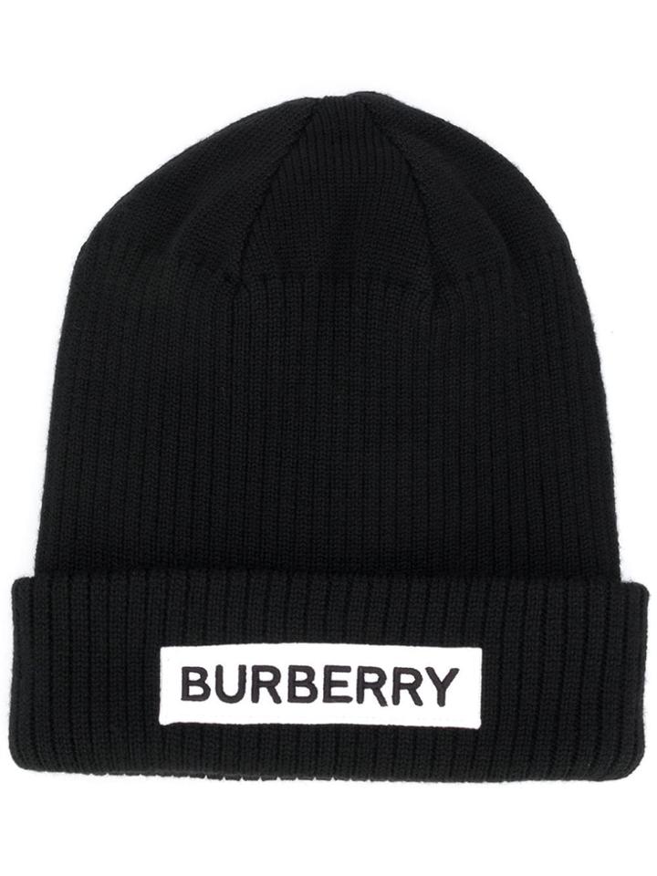 Burberry Kids Logo Patch Beanie Hat - Black