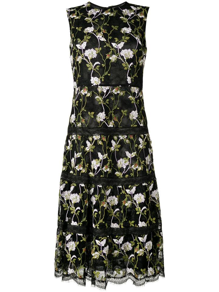 Giambattista Valli Sleeveless Floral Embroidered Dress, Women's, Size: 46, Black, Silk/cotton/polyamide/viscose