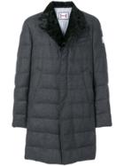 Moncler Gamme Bleu Fox Fur Collar Padded Trench Coat - Grey