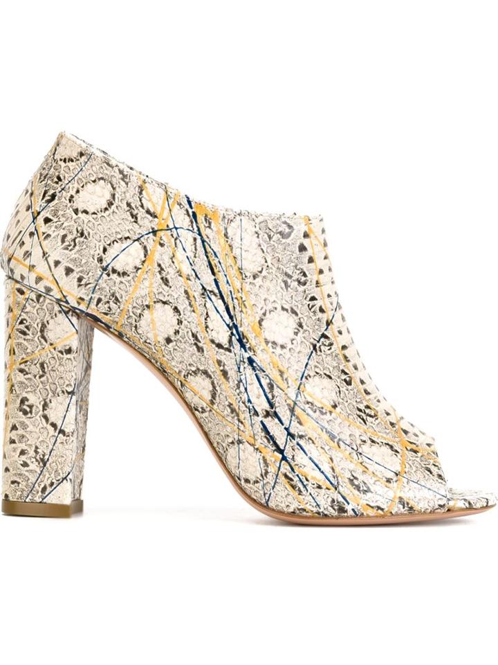 Jean-michel Cazabat Snakeskin Effect Open Toe Booties