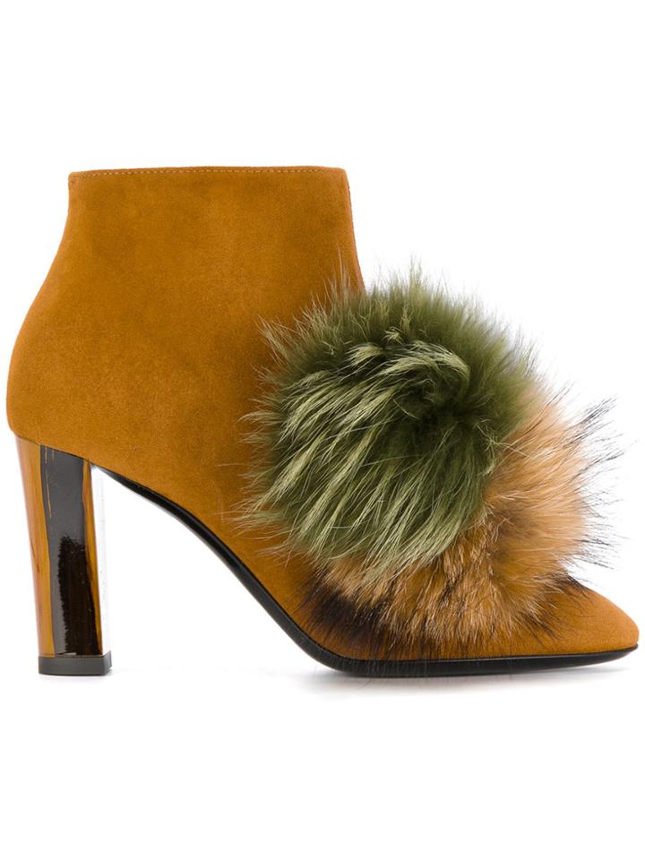 Pollini Pom Pom Detail Boots - Brown