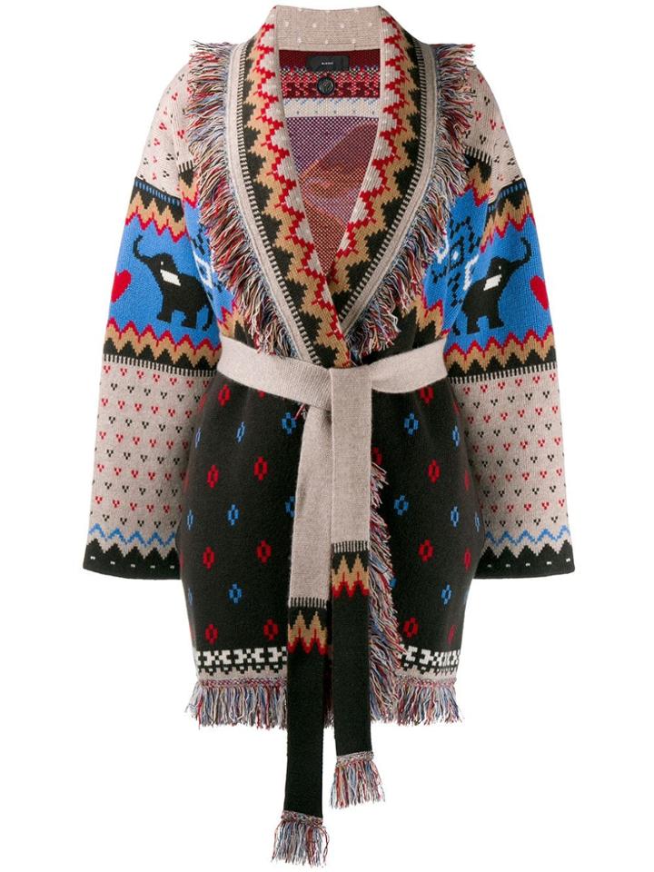 Alanui Fringed Hem Belt Cardigan - Black