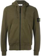 Stone Island Zip Up Hoodie, Men's, Size: Small, Green, Cotton