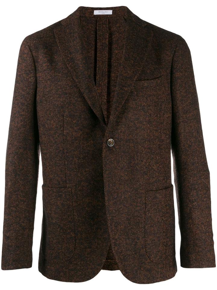 Boglioli Herringbone Pattern Blazer - Brown