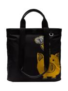 Dolce & Gabbana Black Pig Print Multi-strap Tote Bag