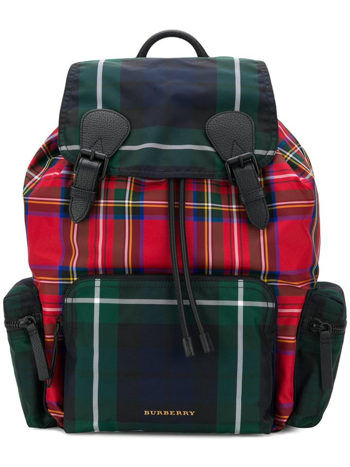 Burberry Designer Check Backpack - Red