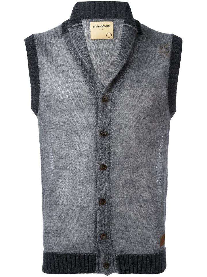 Al Duca D'aosta 1902 Shawl Neck Knit Gilet, Men's, Size: Medium, Grey, Acrylic/polyamide/mohair/wool