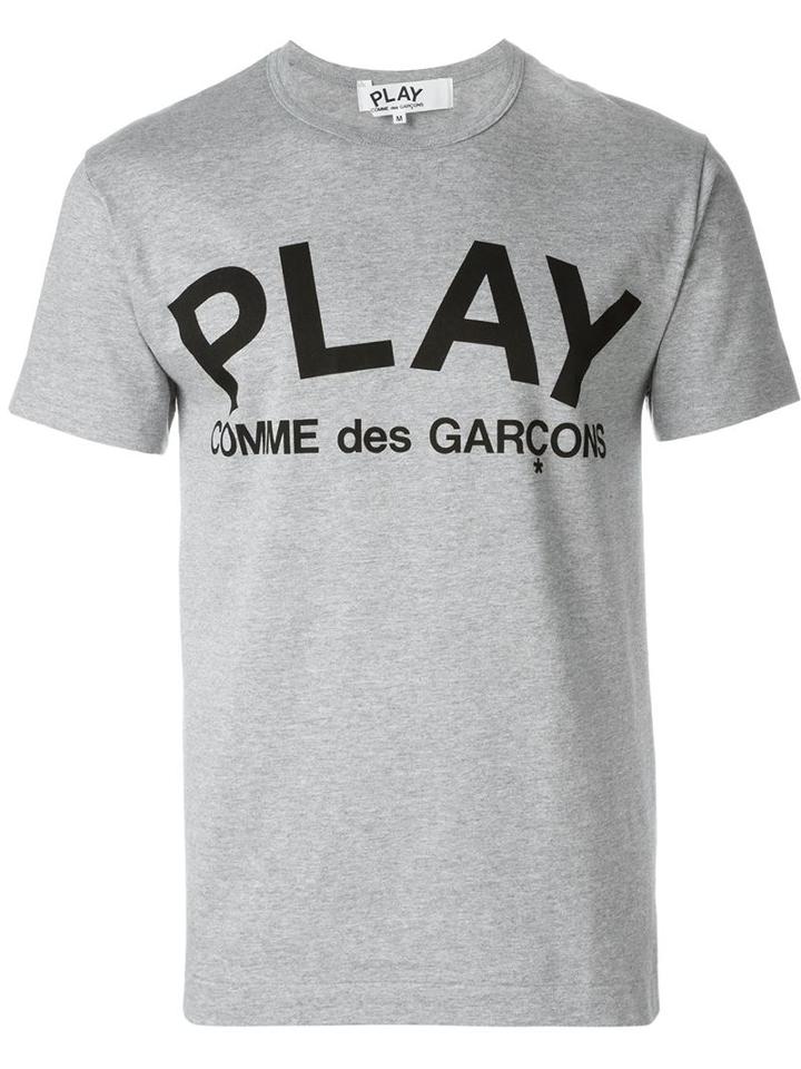 Comme Des Garçons Play Logo Print T-shirt, Men's, Size: Xl, Grey, Cotton