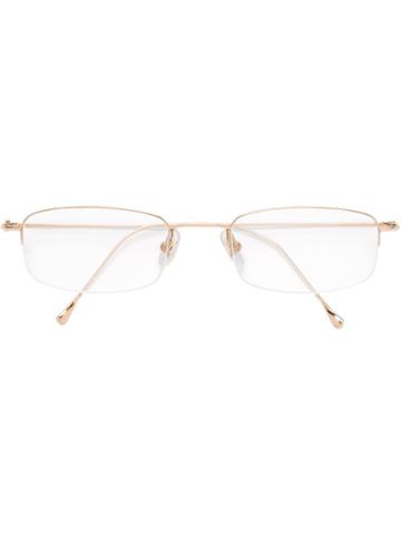 Lotos Rectangular Frame Glasses, Grey, 18kt Rose Gold