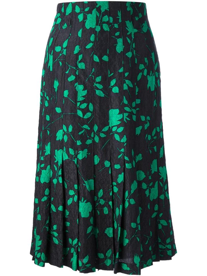 Jean Louis Scherrer Vintage Floral Print Skirt - Black